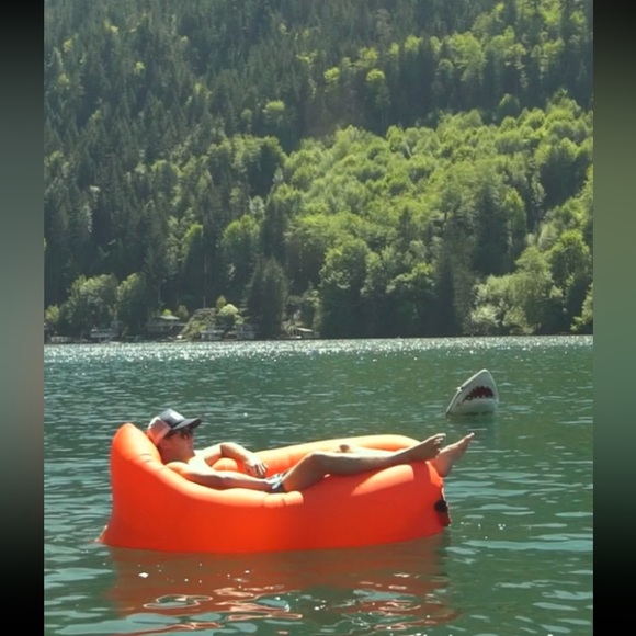 Dumbo Lounge Sacks Lounger w/Nylon Carrying Backpack. Orange Outdoor Lounger. - Picture 5 of 11